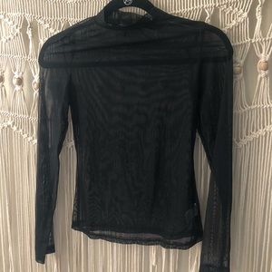 Mesh mock neck top